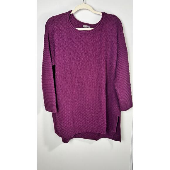 Vince Camuto Oversize Knit Blouse Purple Scoop neck Half Sleeve - Picture 1 of 6